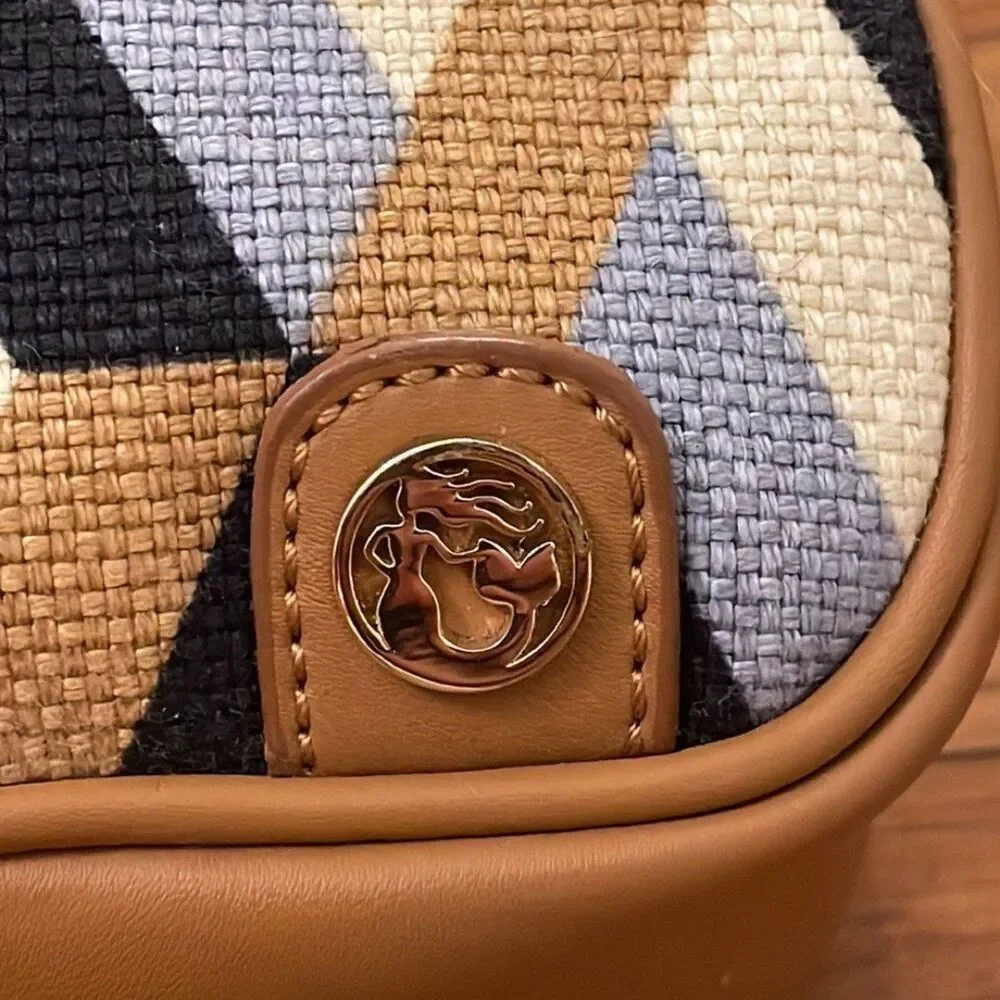 NWT Spartina 449 Linen & Leather Cosmetic Bag